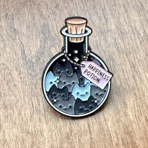 Bottle of Cats “Happiness Potion” 😸 Kitty Pin 🐈 Purrfect for cat lovers
